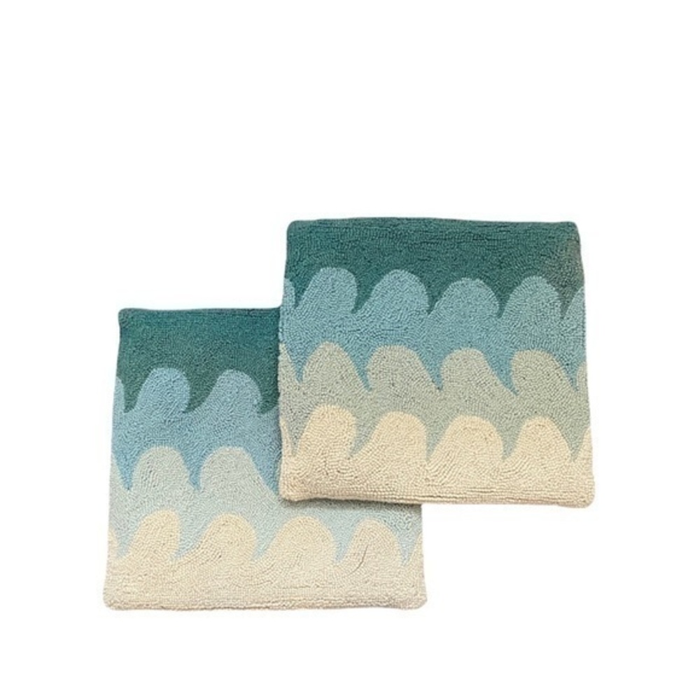 Set of 2 Coast‎ To Home Wave Hook Wool Velvet Pillow Covers 18” x 18”